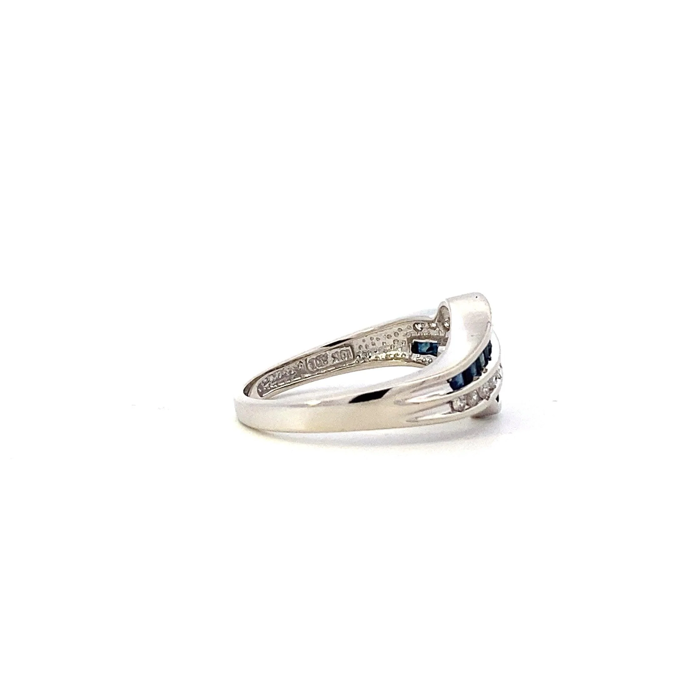 10K White Gold & Sapphire Women's Diamond Ring - 0.17ct - Image 5