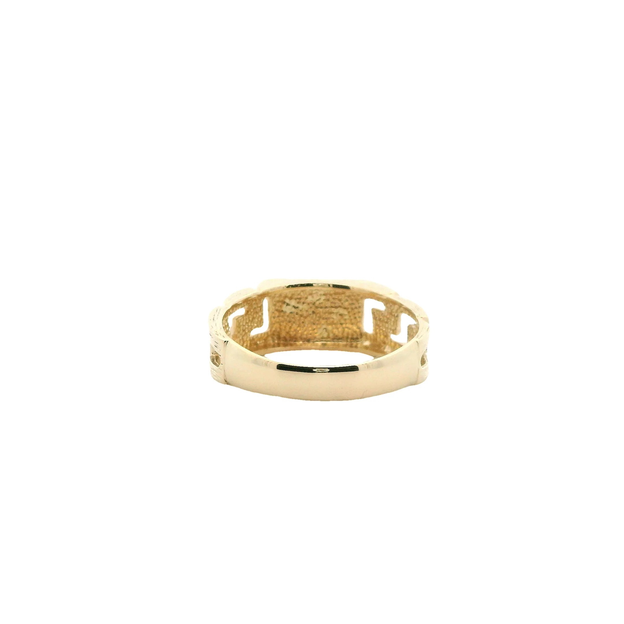 14K Tri Color Gold Rectangle Mens Curb Ring - Image 3