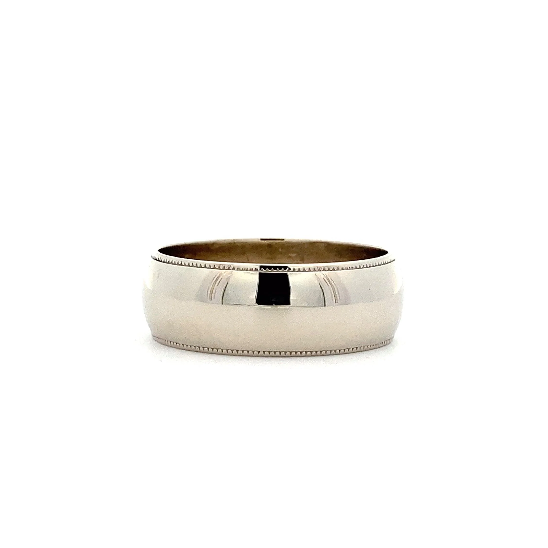 14K White Gold 8MM Milgrain Band - Image 4