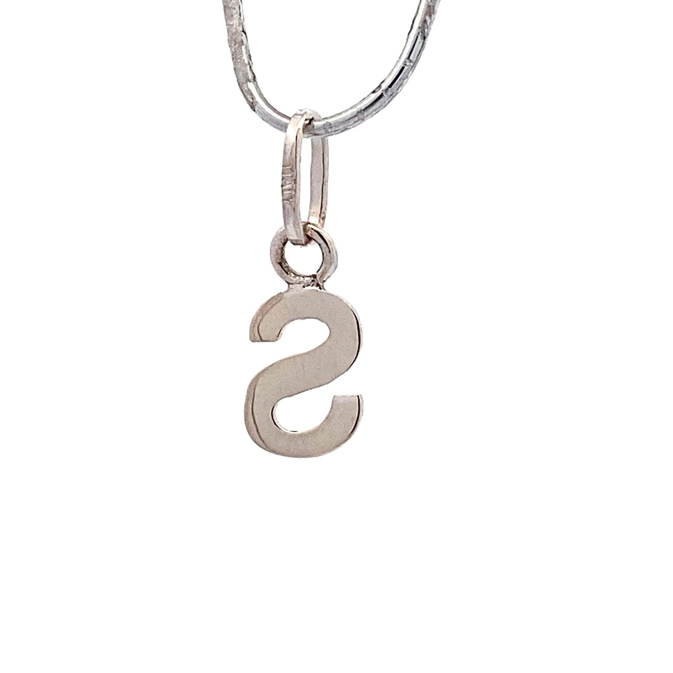 14K White Gold Letter "S" Pendant - Image 3