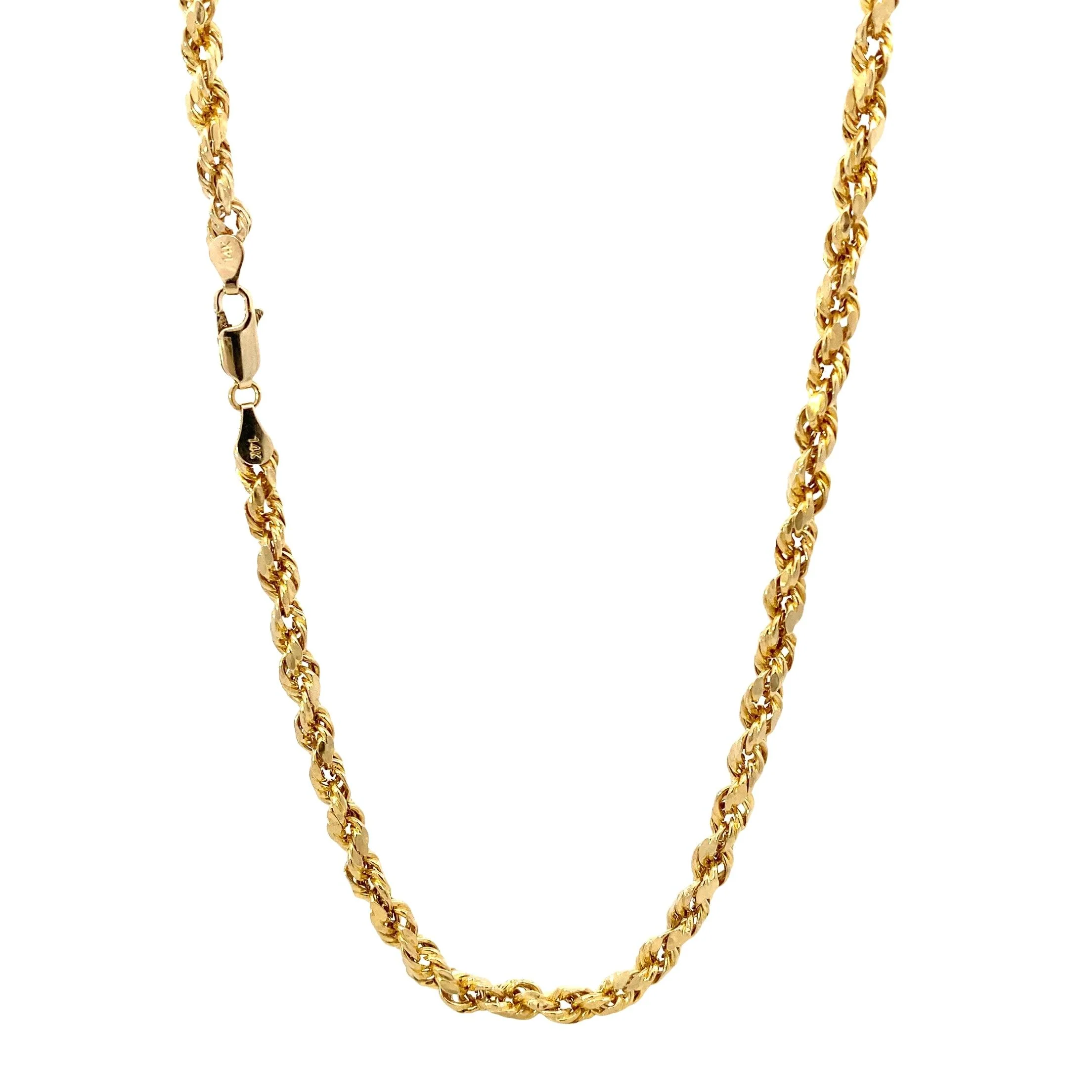 14K Yellow Gold 16" Hollow Rope Chain - Image 3