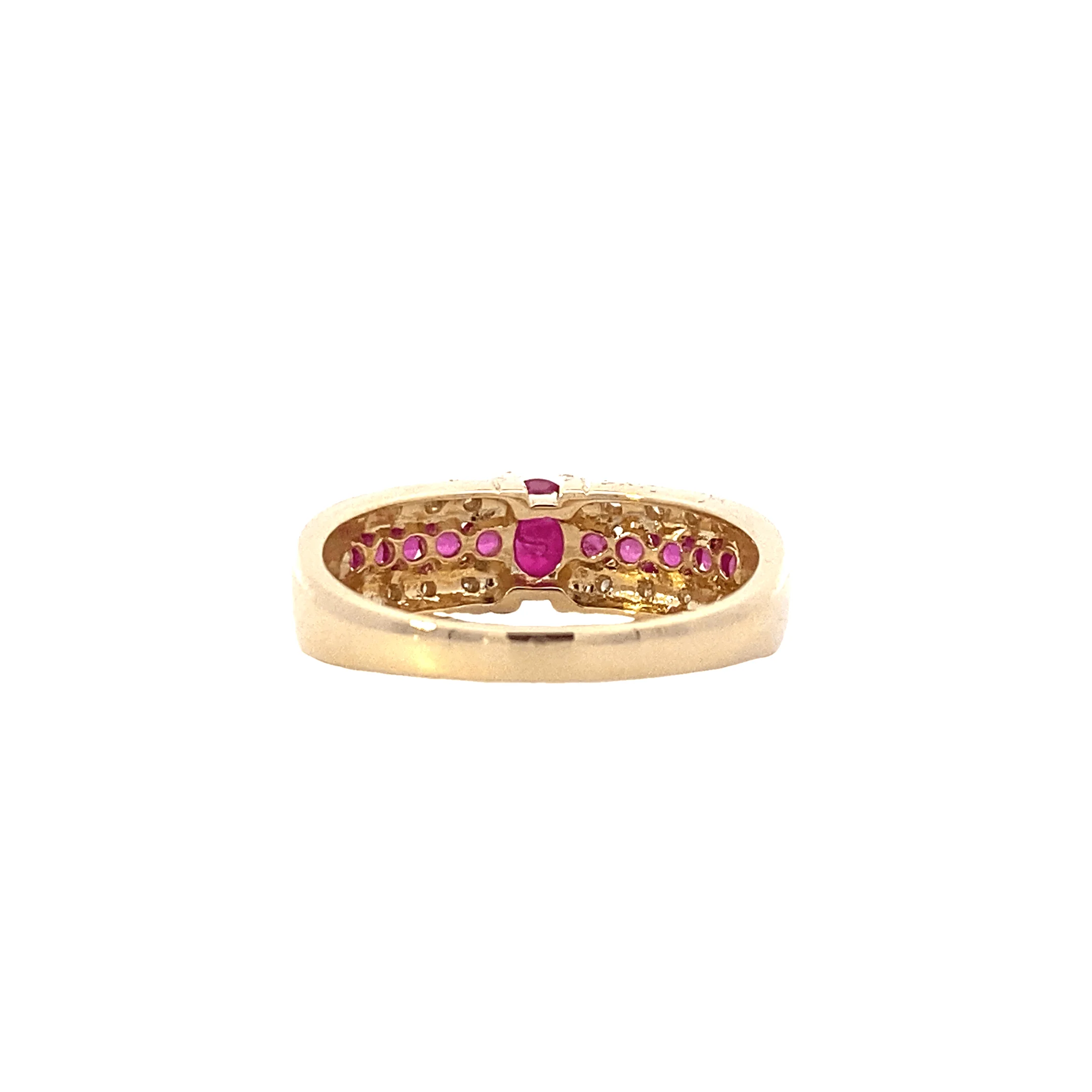 14K Yellow Gold And Pink Sapphire And Diamond Womens Ring - Image 3