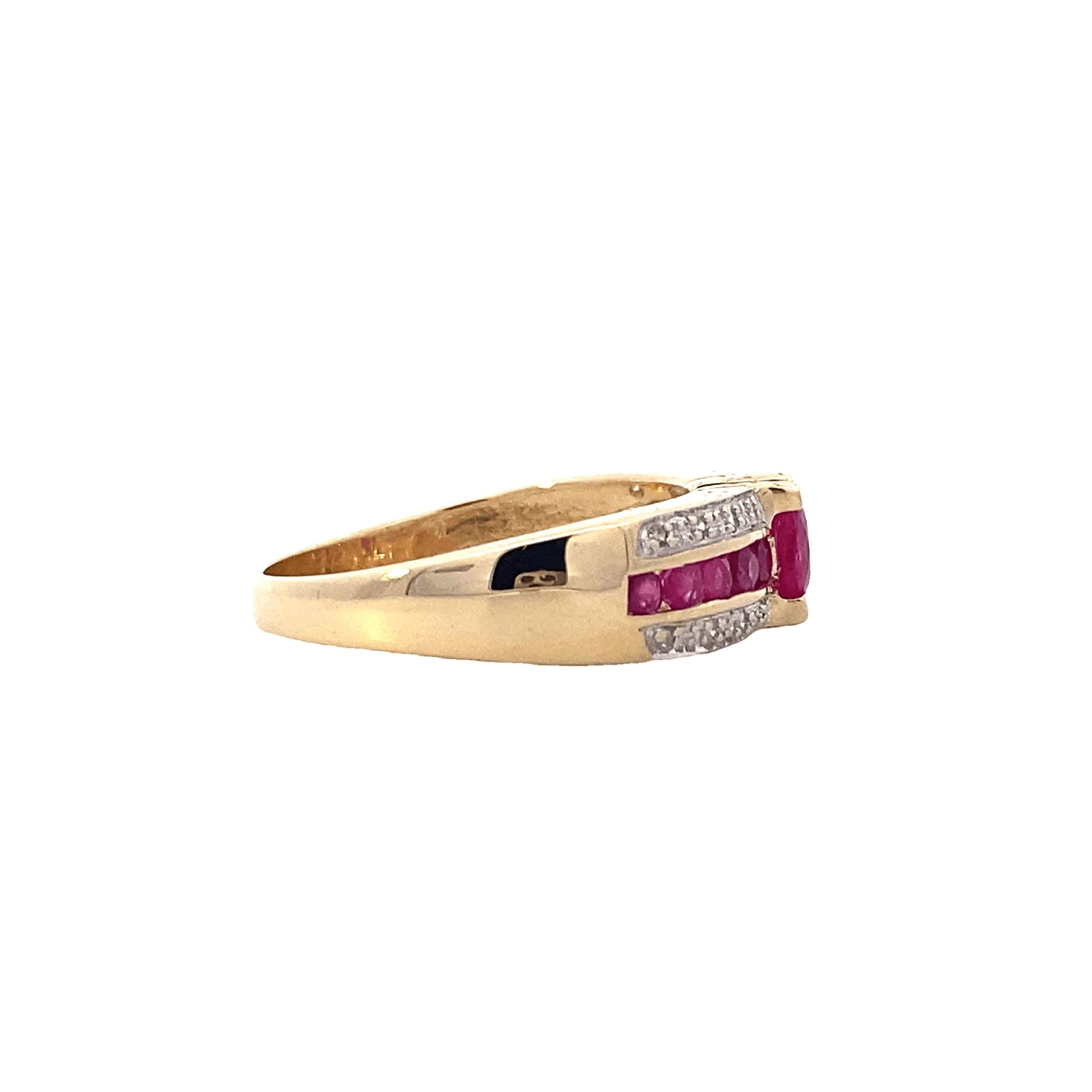 14K Yellow Gold And Pink Sapphire And Diamond Womens Ring - Image 4