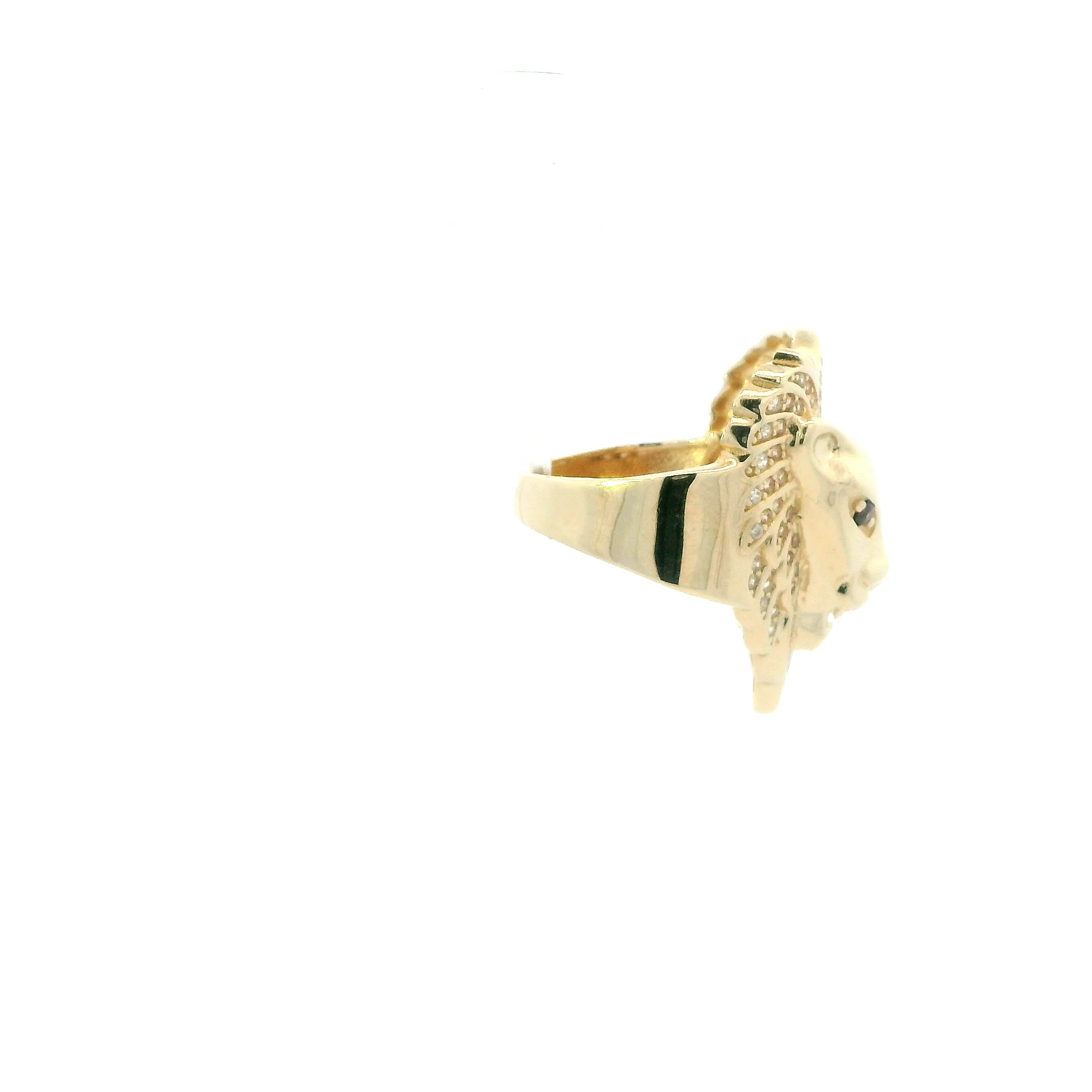 14K Yellow Gold Lion Head Ring - Image 4