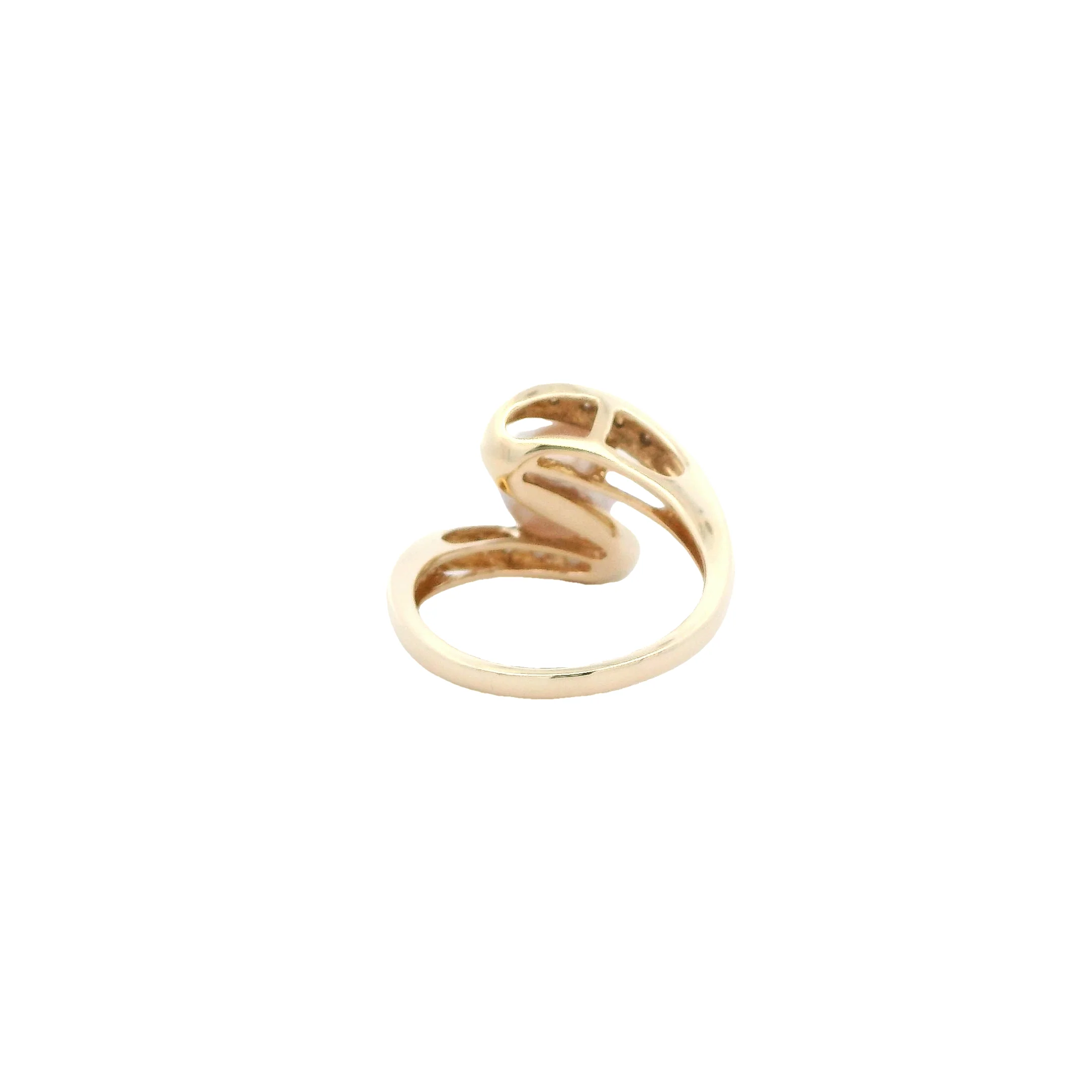 14K Yellow Gold Pearl & Diamond Womens Ring - Image 3