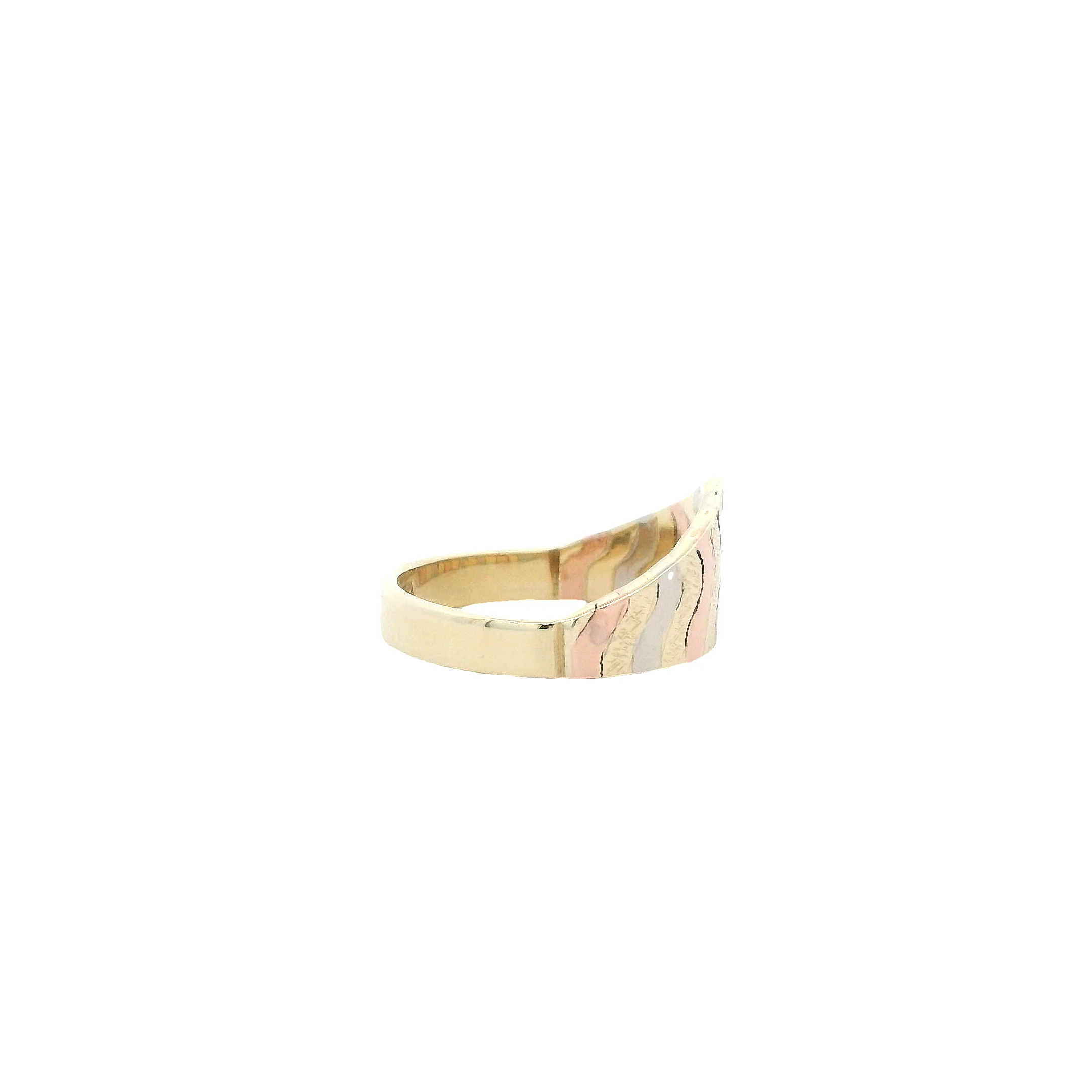 14KTri-Color Gold Signet Design Ring - Image 4