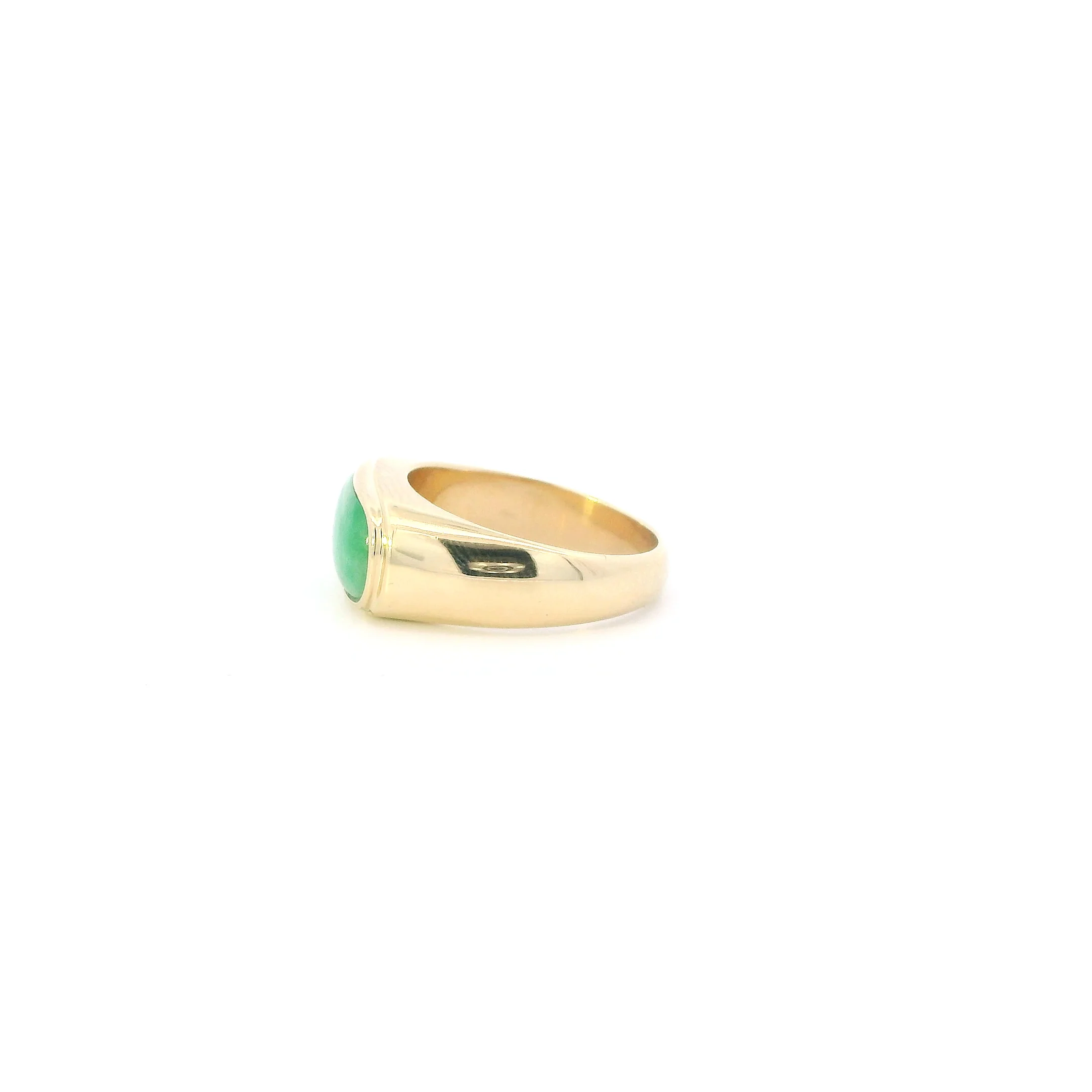 18K Yellow Gold Women's Jade Ring - Image 3