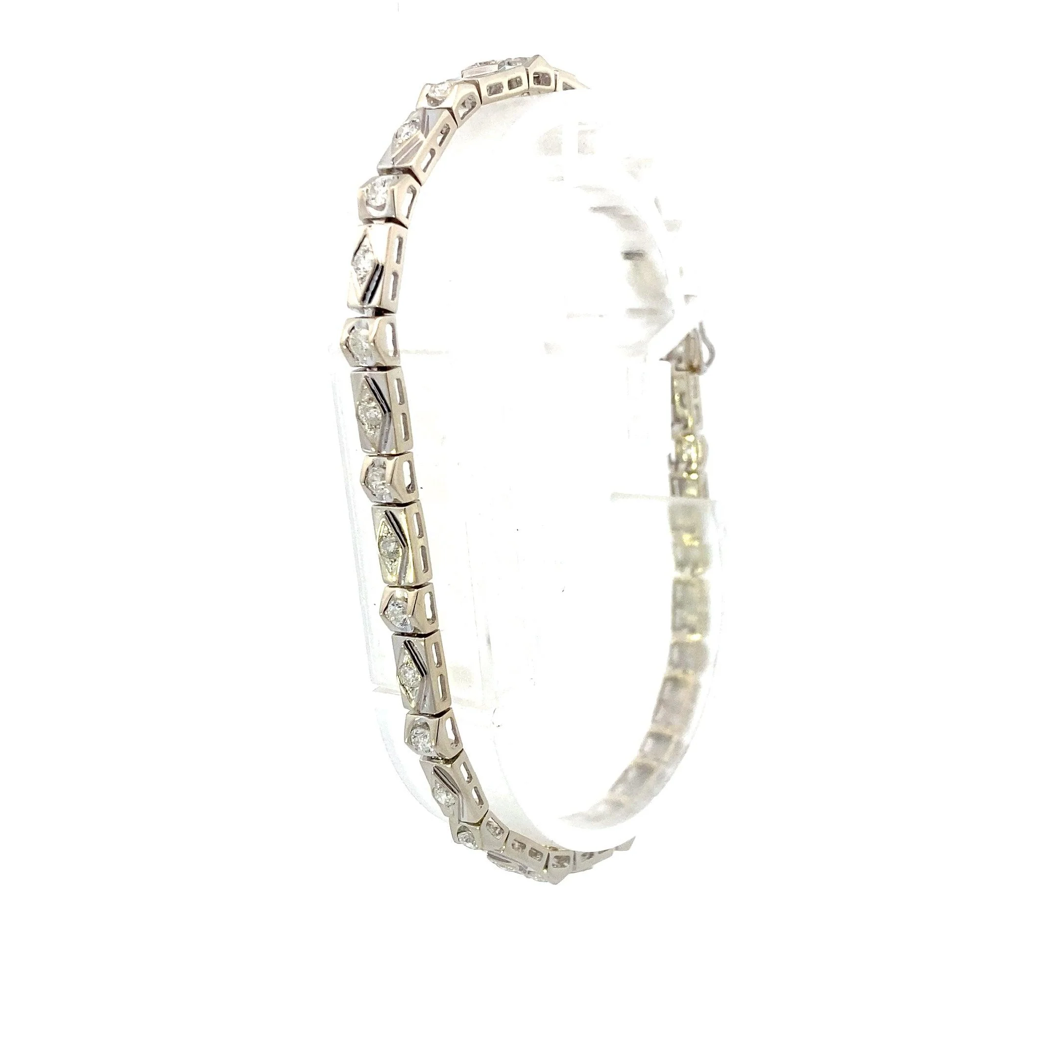 14K White Gold Diamond Tennis Bracelet - 1.29ct - Image 3