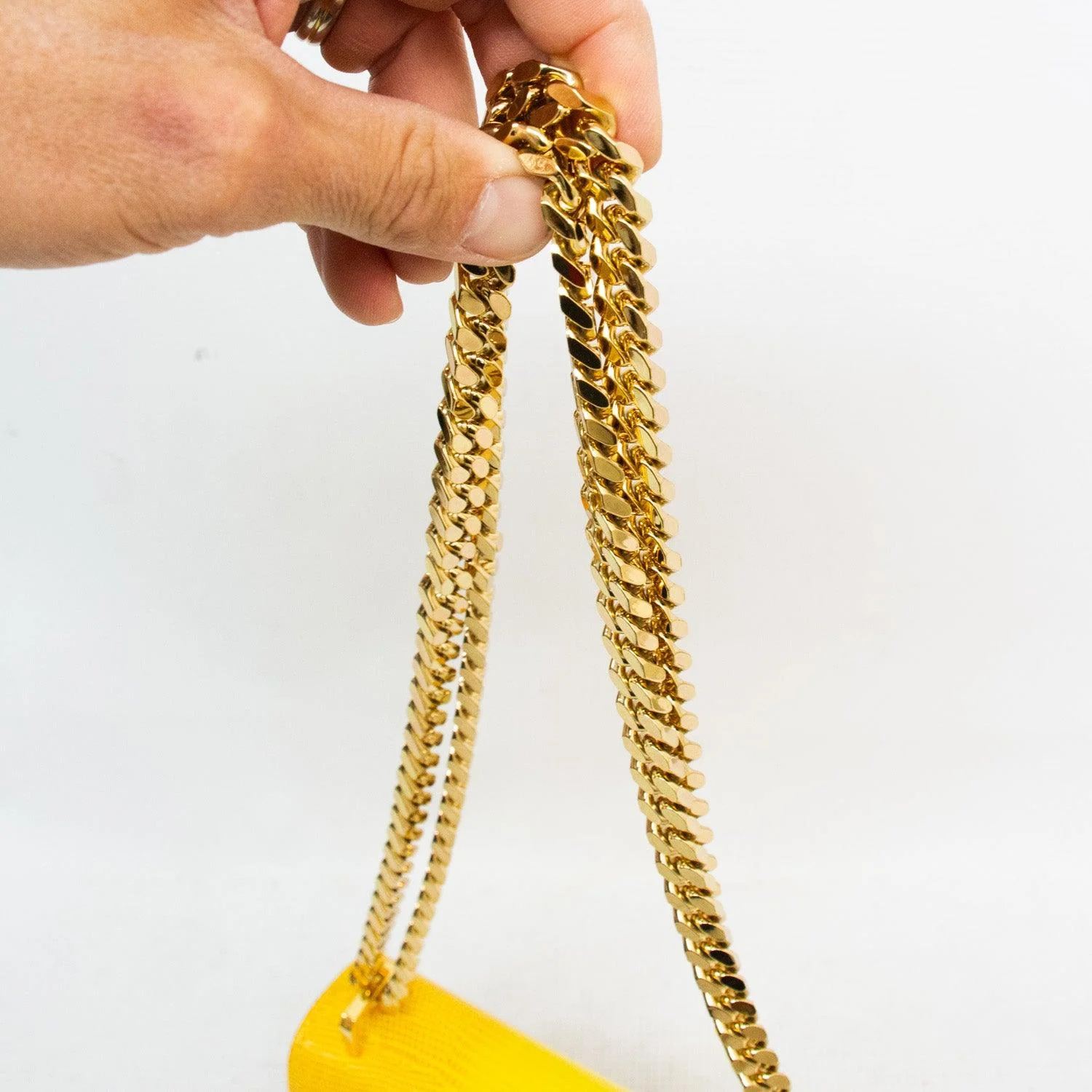 Burberry Mini Elongated TB Embossed Leather Crossbody Bag - Lemon/Marigold - Image 12