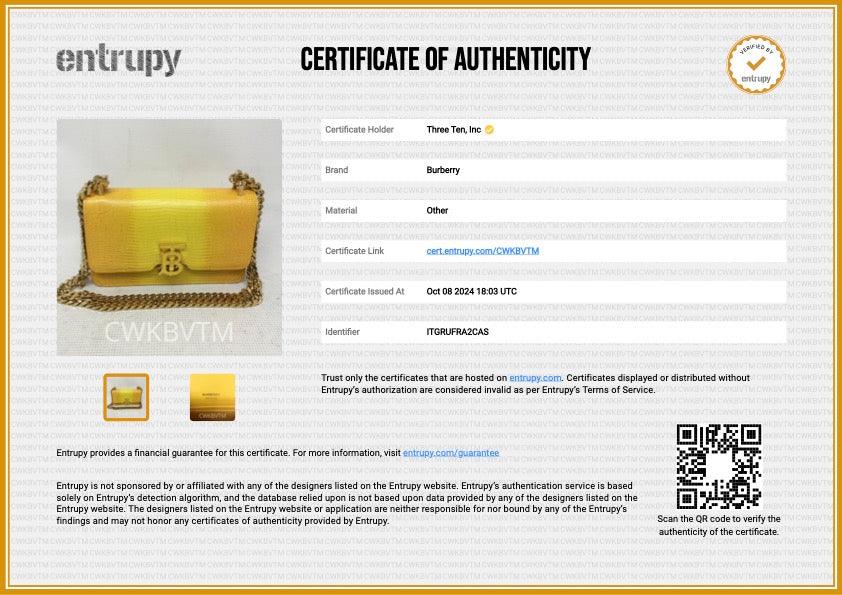 Burberry Mini Elongated TB Embossed Leather Crossbody Bag - Lemon/Marigold - Image 14