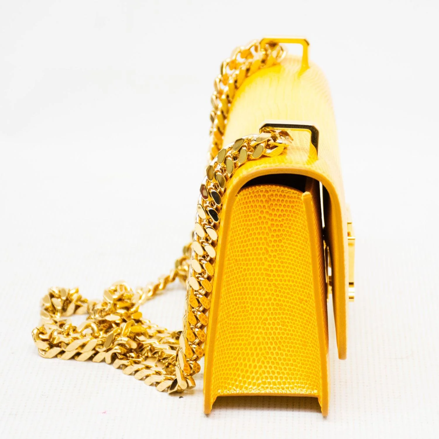 Burberry Mini Elongated TB Embossed Leather Crossbody Bag - Lemon/Marigold - Image 3