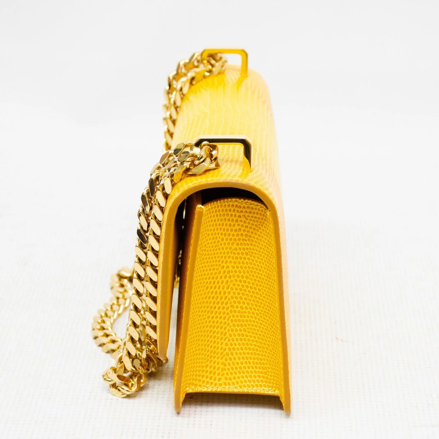 Burberry Mini Elongated TB Embossed Leather Crossbody Bag - Lemon/Marigold - Image 4