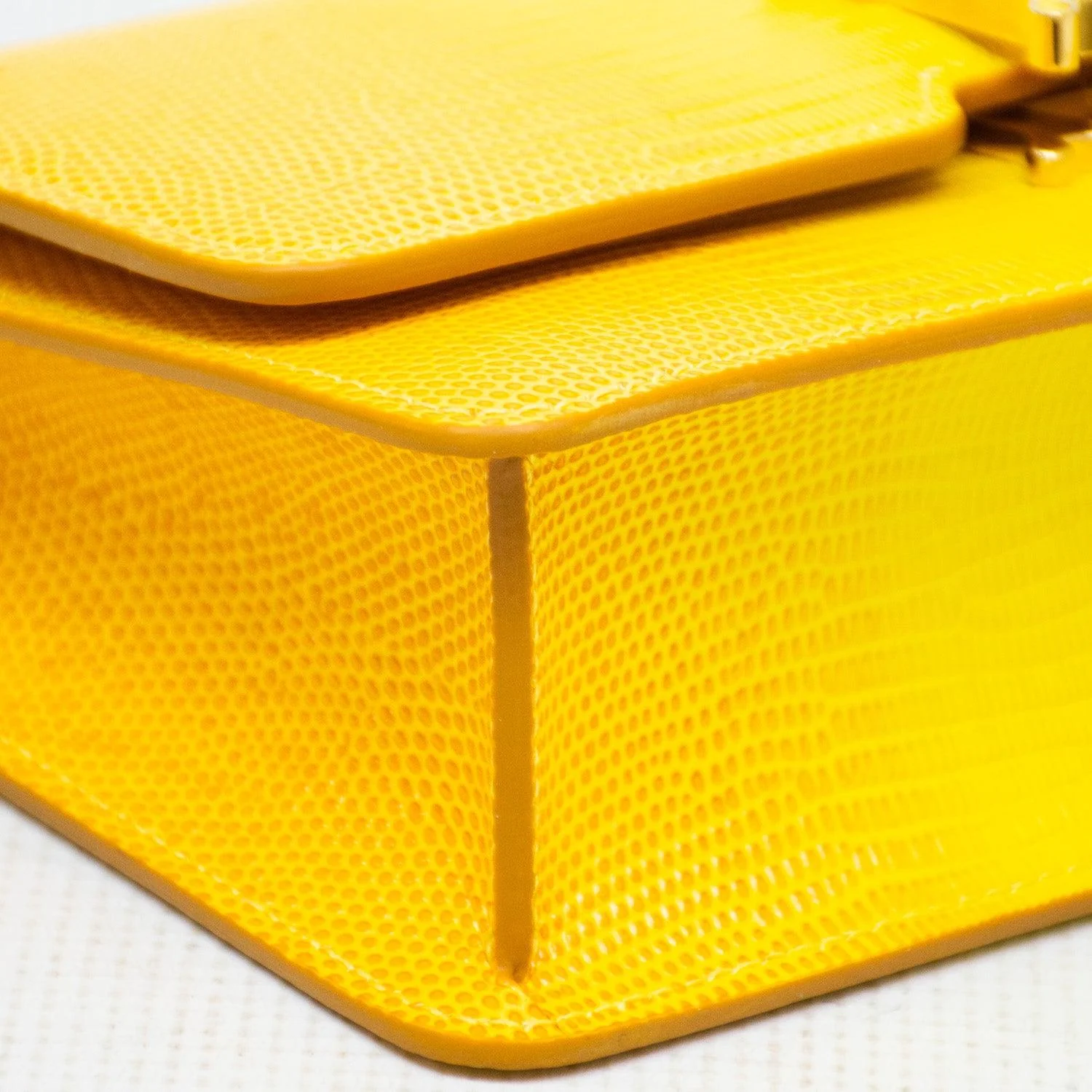 Burberry Mini Elongated TB Embossed Leather Crossbody Bag - Lemon/Marigold - Image 6