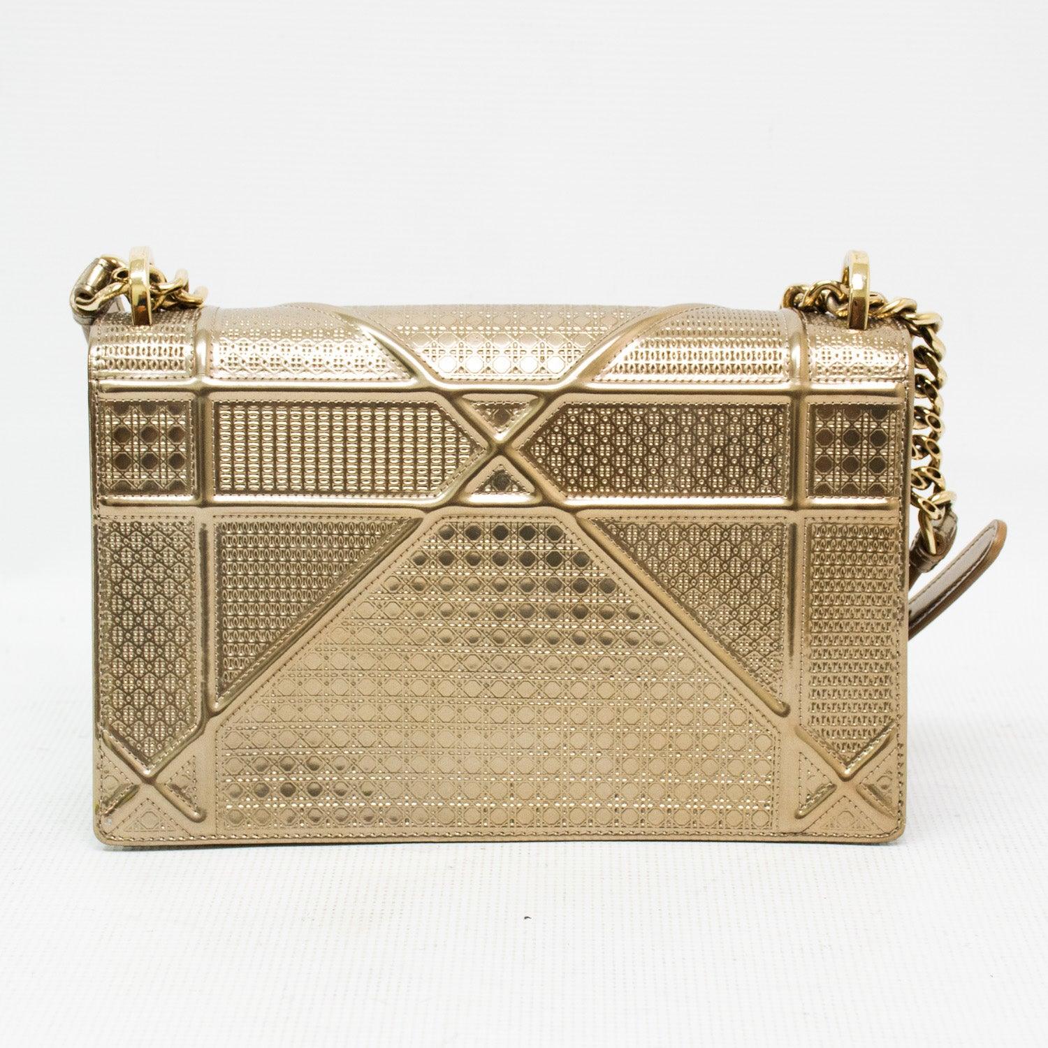 Dior Micro Cannage Diorama - Gold Metallic Purse - Medium - Image 5