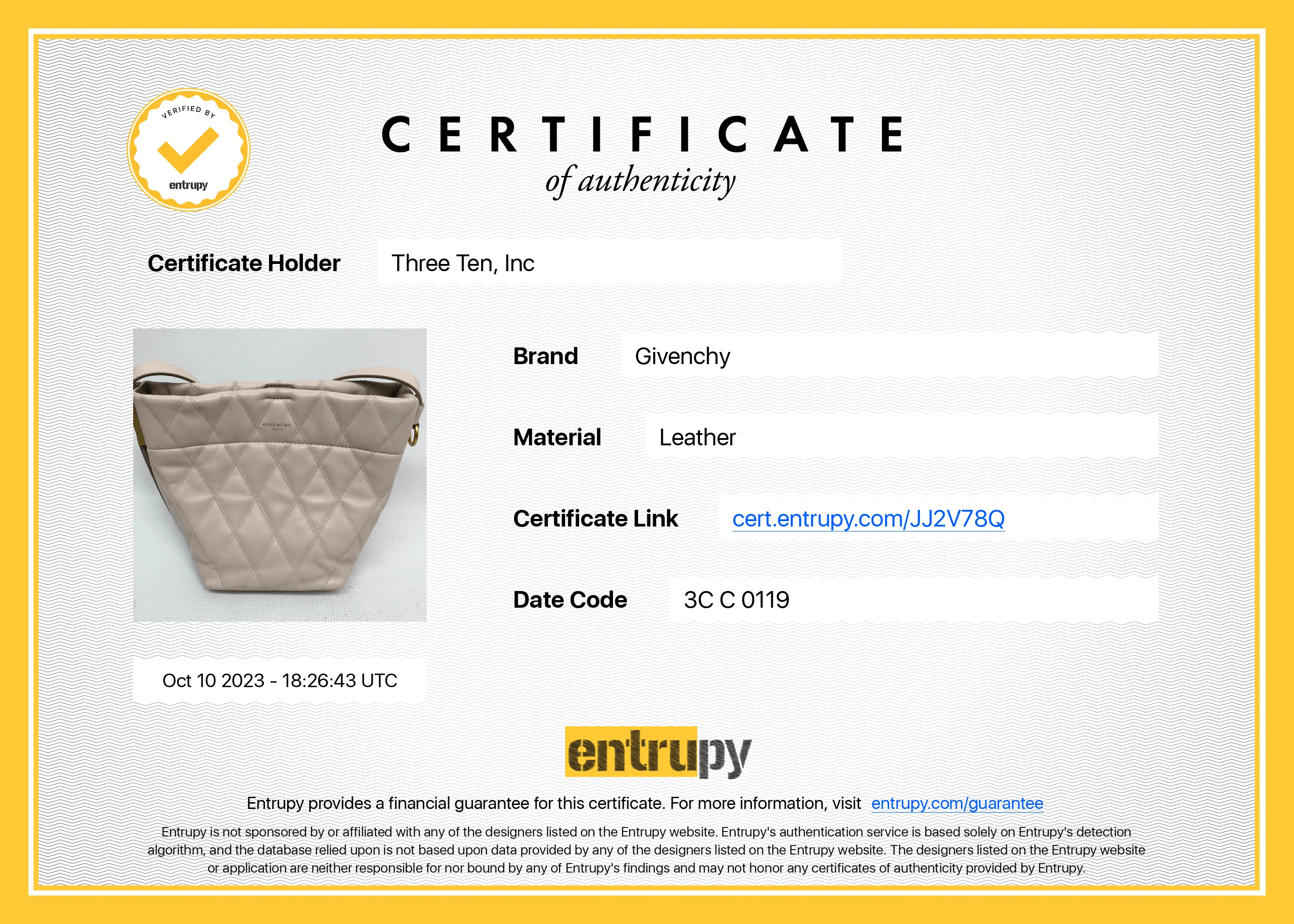 Givenchy Lambskin GV3 Bucket Bag - 3C 0119 - Image 9