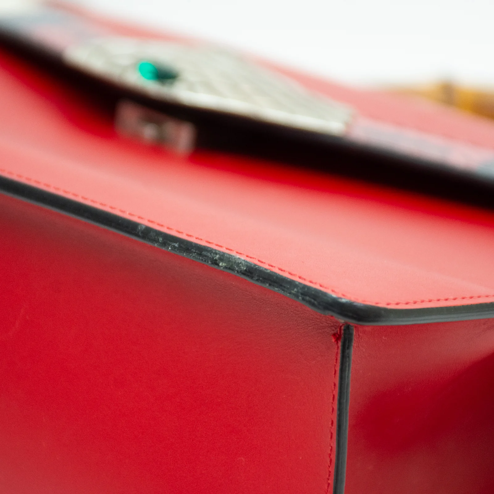 Gucci 453750 Shoulder Handbag 2-Way Lilith Bamboo Coral Snake - Red Leather - Image 12