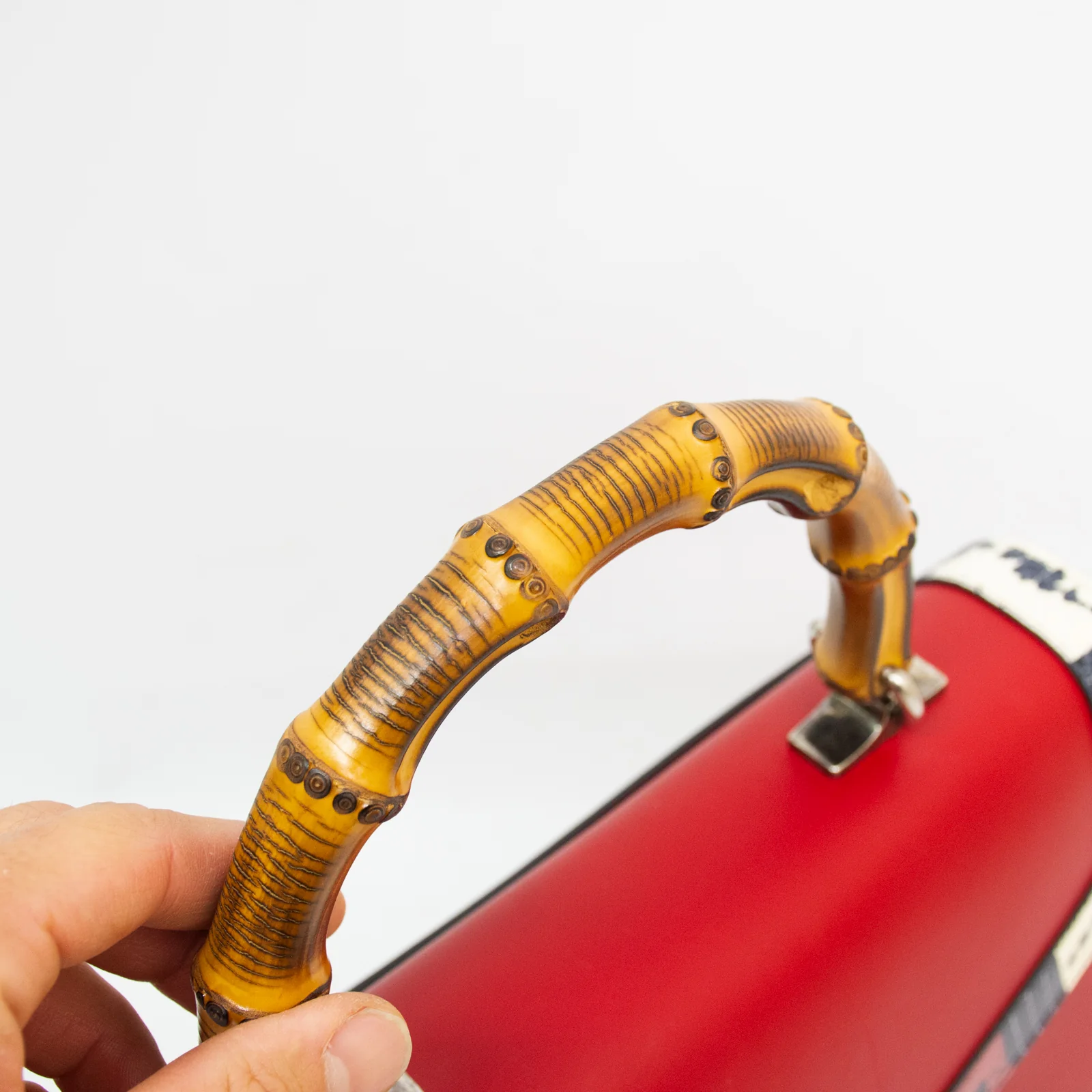 Gucci 453750 Shoulder Handbag 2-Way Lilith Bamboo Coral Snake - Red Leather - Image 14