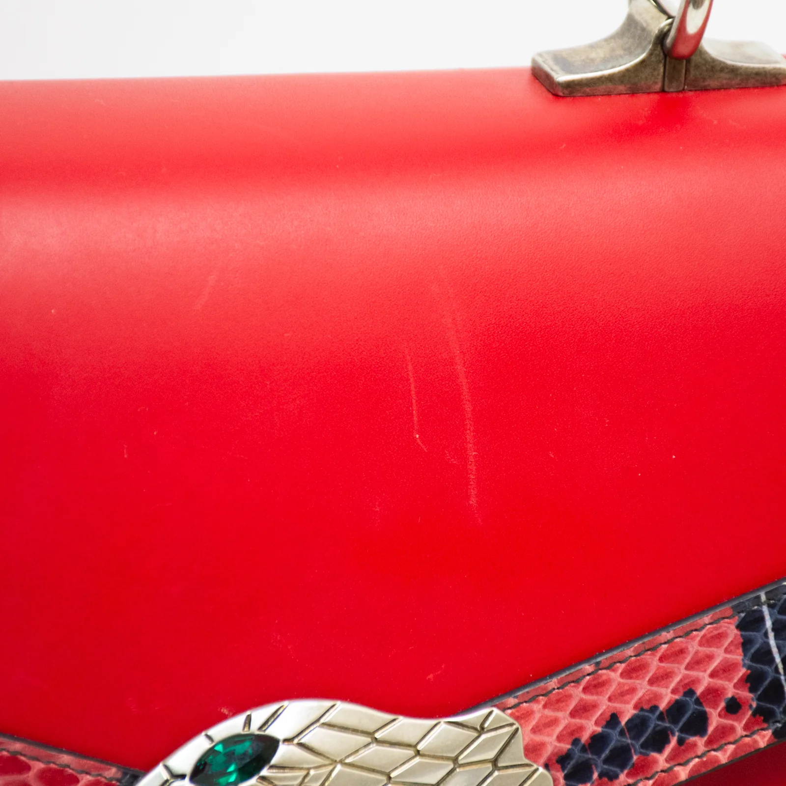 Gucci 453750 Shoulder Handbag 2-Way Lilith Bamboo Coral Snake - Red Leather - Image 20