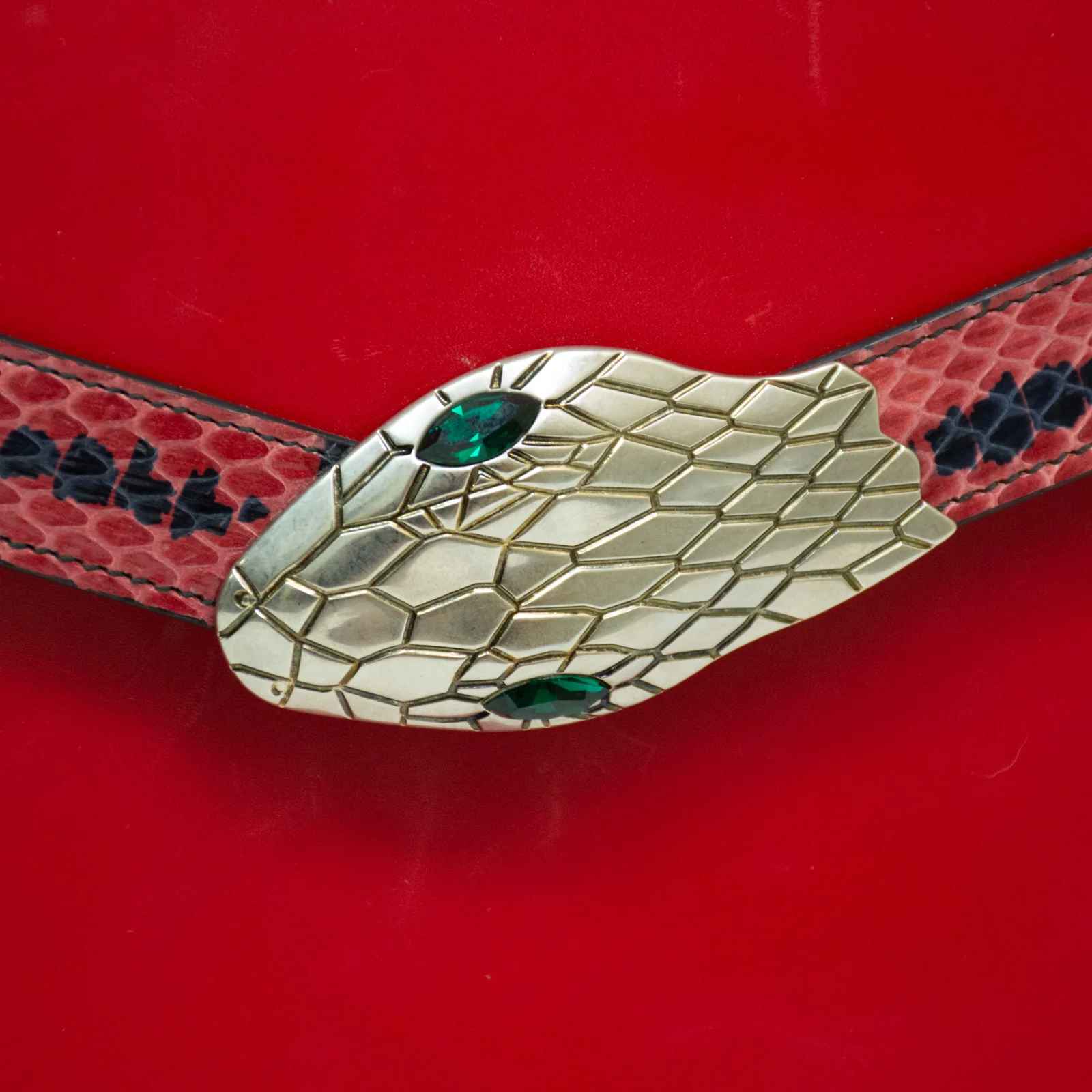 Gucci 453750 Shoulder Handbag 2-Way Lilith Bamboo Coral Snake - Red Leather - Image 21