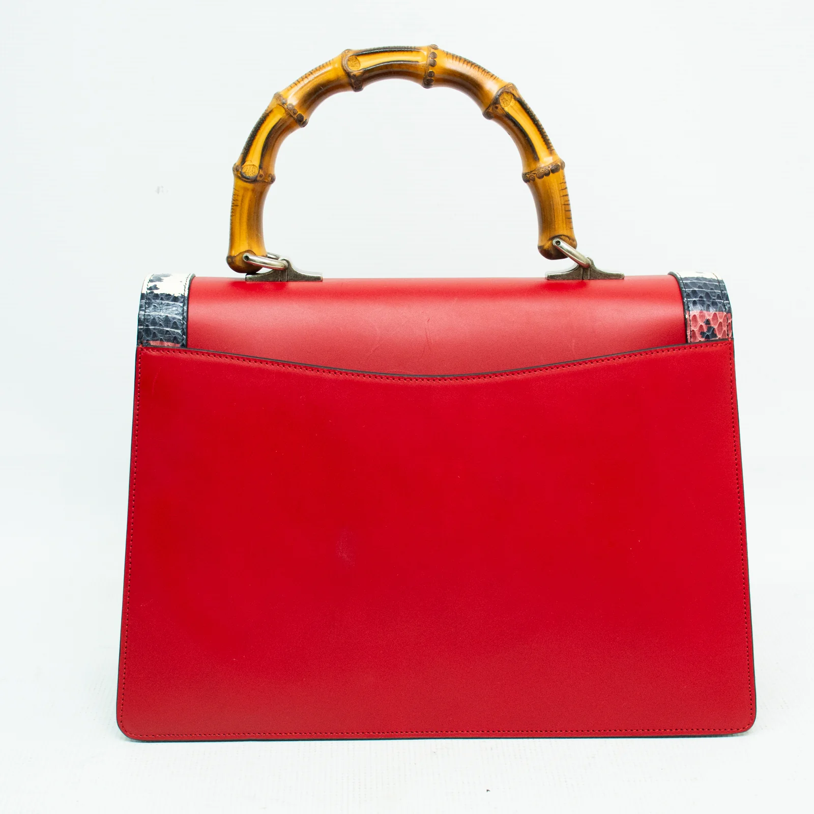 Gucci 453750 Shoulder Handbag 2-Way Lilith Bamboo Coral Snake - Red Leather - Image 3