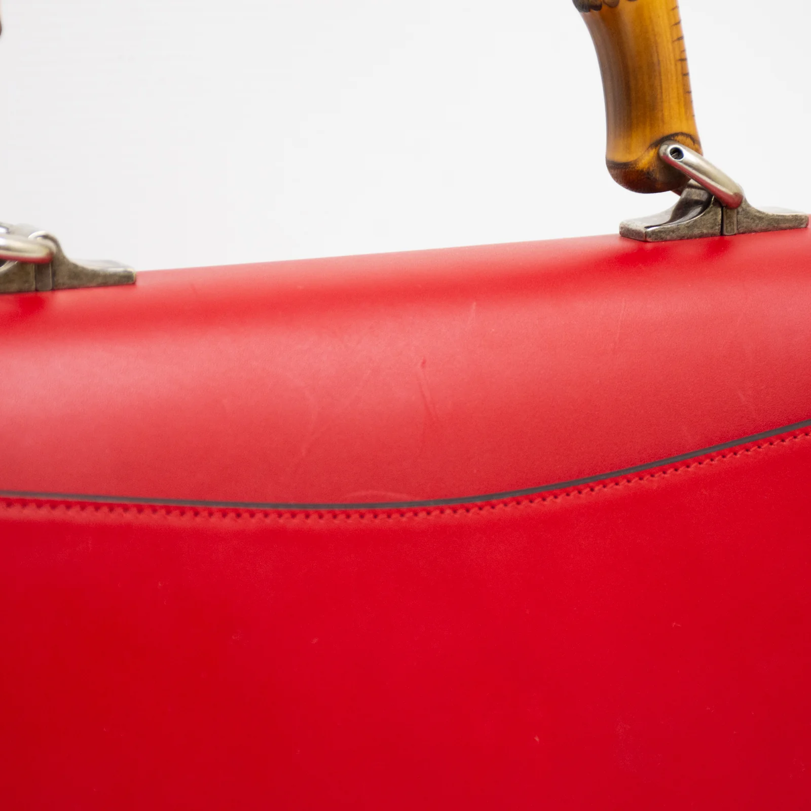 Gucci 453750 Shoulder Handbag 2-Way Lilith Bamboo Coral Snake - Red Leather - Image 6